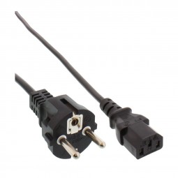 InLine® 0,5m Netzkabel, Schutzkontakt gerade auf Kaltgerätestecker C13, schwarz