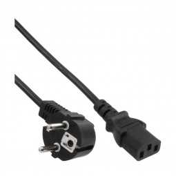 InLine® 0,5m Netzkabel, Schutzkontakt gewinkelt auf Kaltgerätestecker C13, schwarz