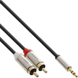 1m Adapterkabel InLine® Slim Audio Kabel 3,5mm Klinke Stecker -> 2 x Cinch Stecker | Stereo