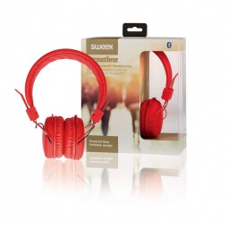Sweex Bluetooth Kabellose Kopfhörer, rot | Headset für PC, Smartphone. On-Ear Headphones