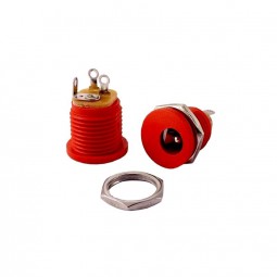 DC-Einbaubuchse rot für Hohlstecker 2,1 x 5,5mm | Frontmontage einbau DC-Buchse